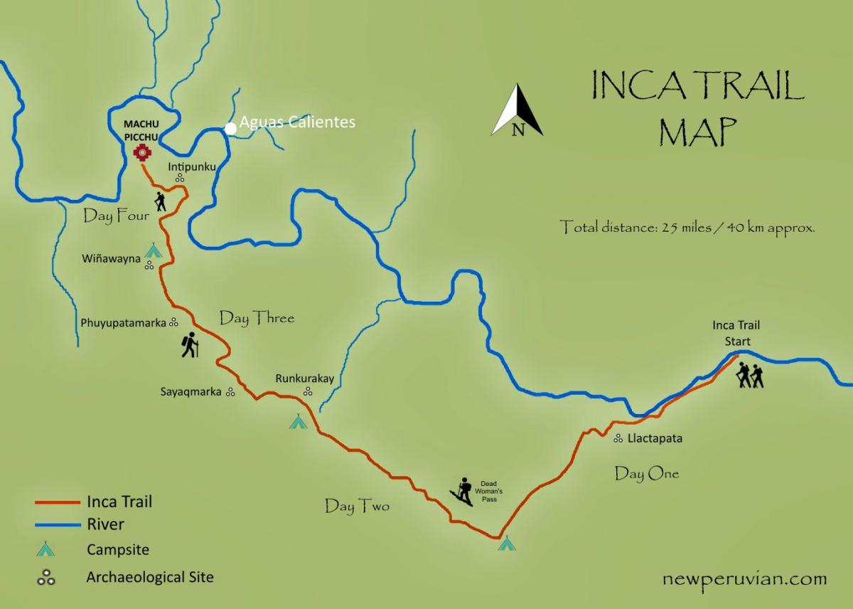 kaart inca trail Peruu
