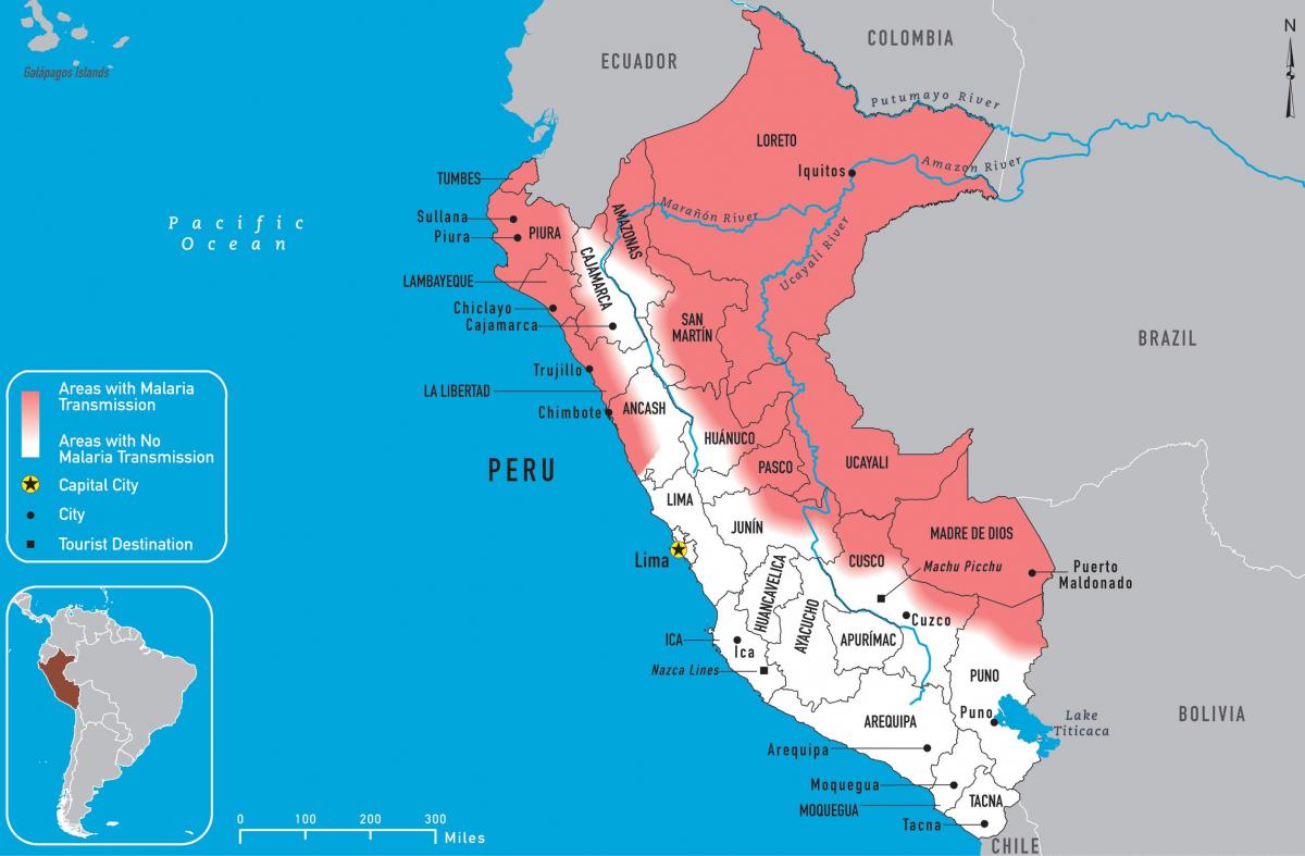 kaart Peruu malaaria