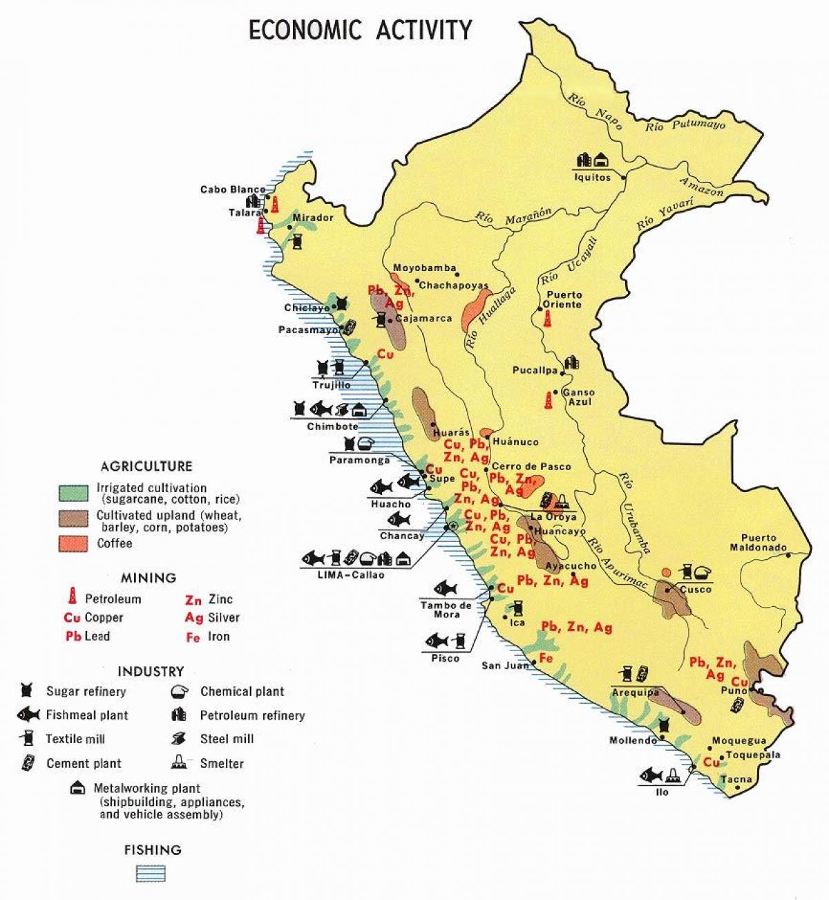 kaart Peruu põllumajandus