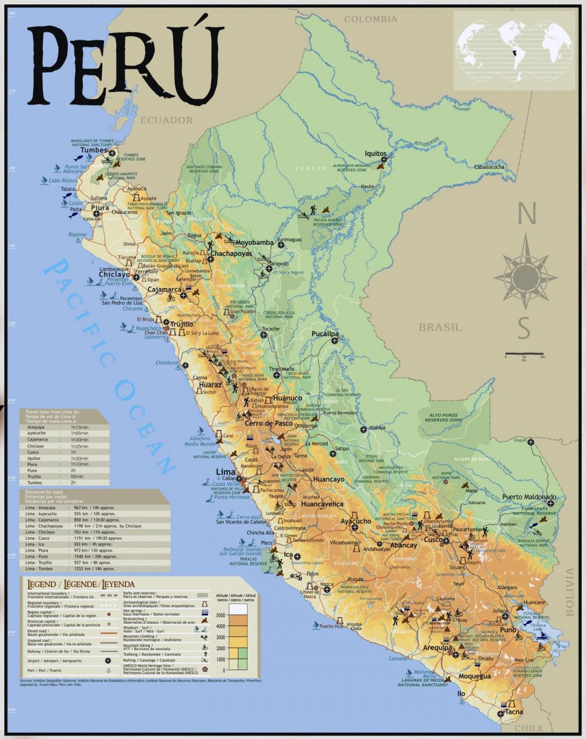 Peruu vaatamisväärsused kaart