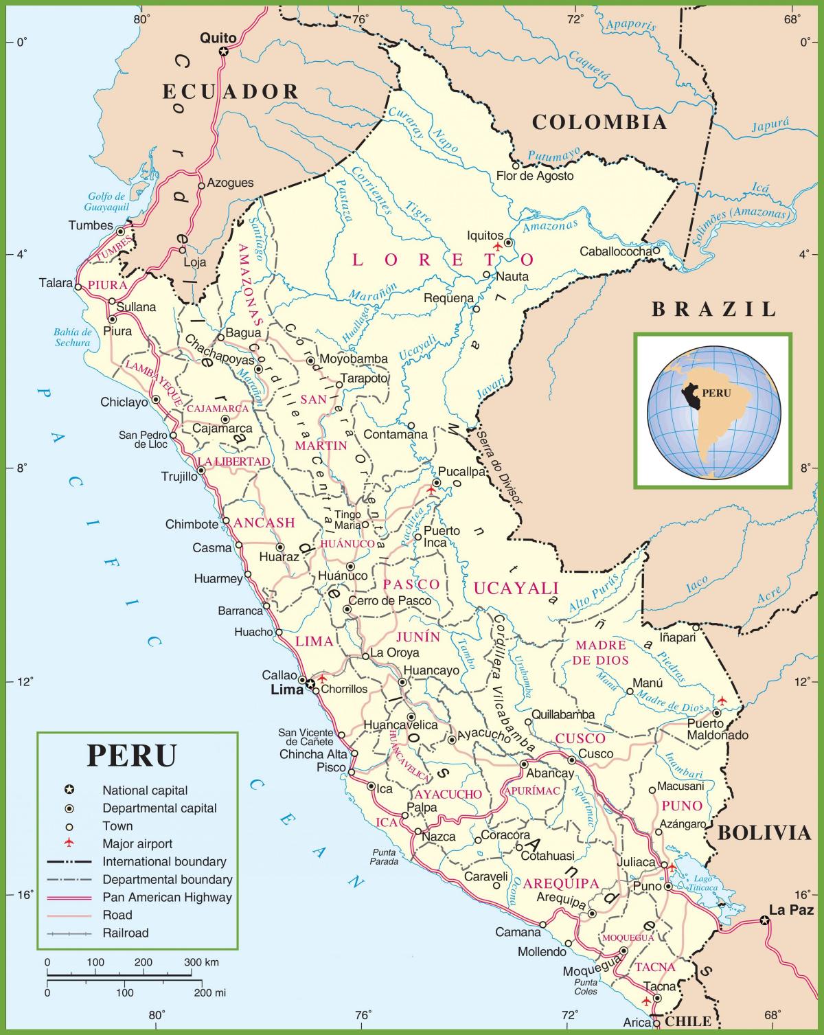 kaart poliitiline kaart Peruu